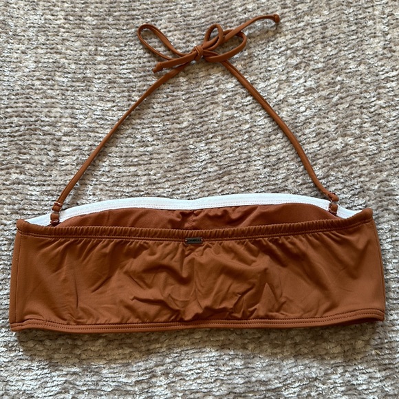 O'neill Saltwater Solids Brown Bandeau Halter Bikini Top - Picture 2 of 4